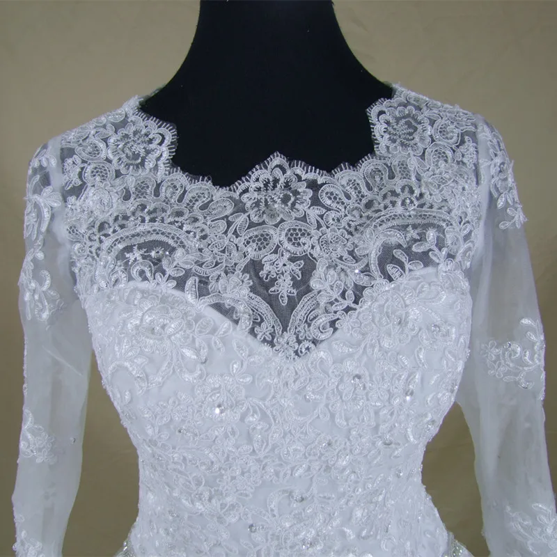 QQ Lover 2019 Hot Sale Sweet Angel Beaded A Line Long Sleeve Lace Wedding Dress Vestido De Noiva Robe Mariage Bride | Свадьбы и