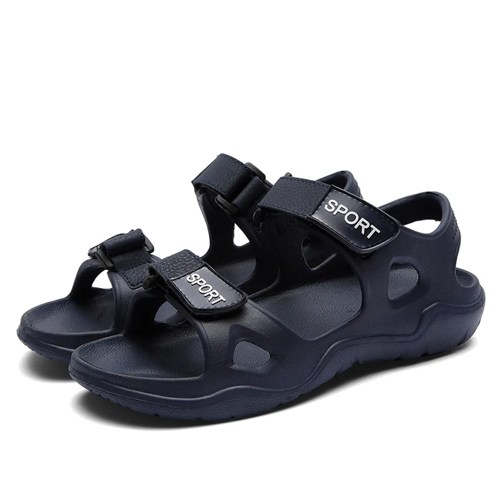 Genuine Leather Shoes Men Sandals Summer Beach Sandals Male Shoes Fashion Cow Leather Man Sandals Black White June 3