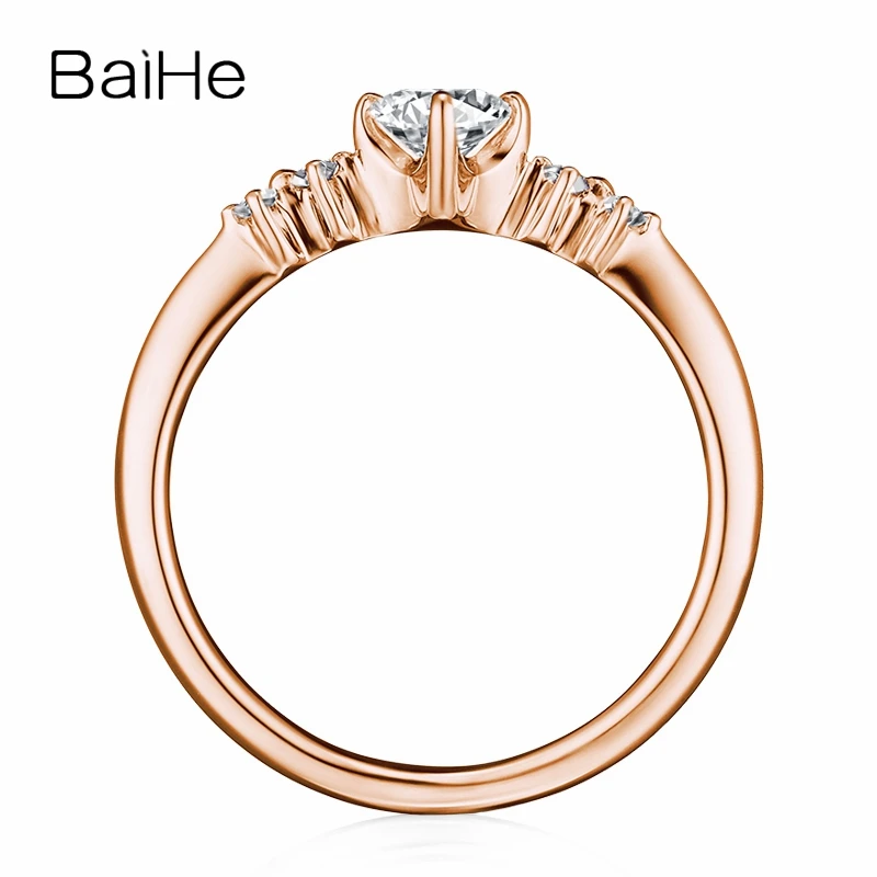 BAIHE Solid 18 K Белое Золото 0.20CT Сертифицированный FG/SI круглый натуральный бриллиант свадебные женские модные ювелирные изделия Подарочное кольцо