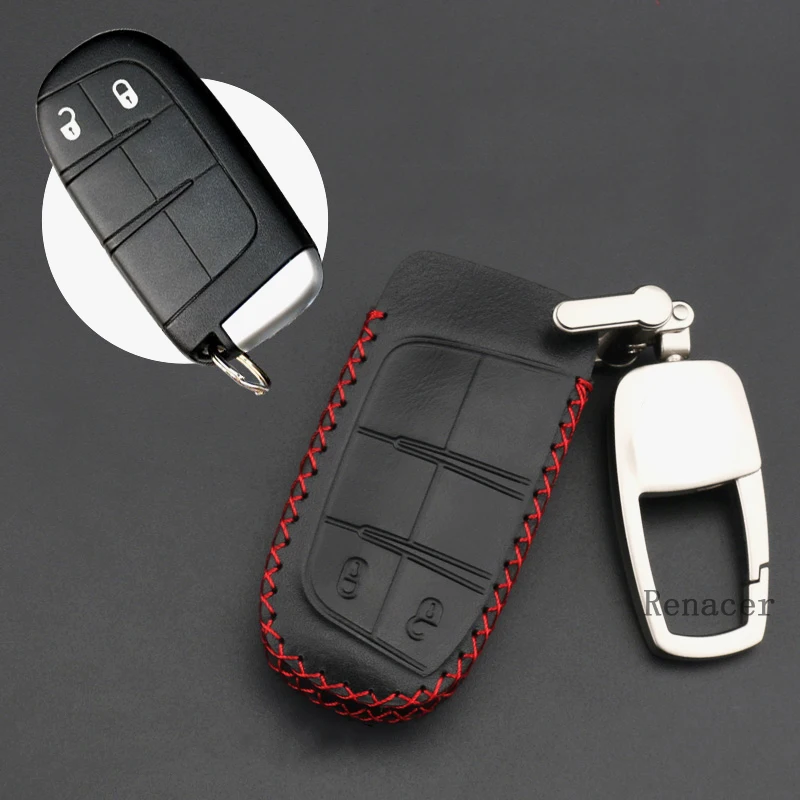 Чехол для ключей из натуральной кожи авто брелок JEEP Grand Cherokee и Renegade Chrysler 300C|Кольца