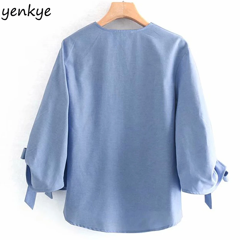 Modis 2019 Для женщин пуговицы спереди Винтаж одноцветное Цвет Летняя Блузка Леди