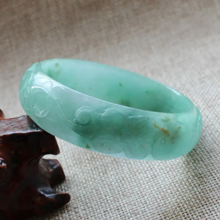 1850 китайский ручной резной изумрудно-зеленый каменный камень браслет из