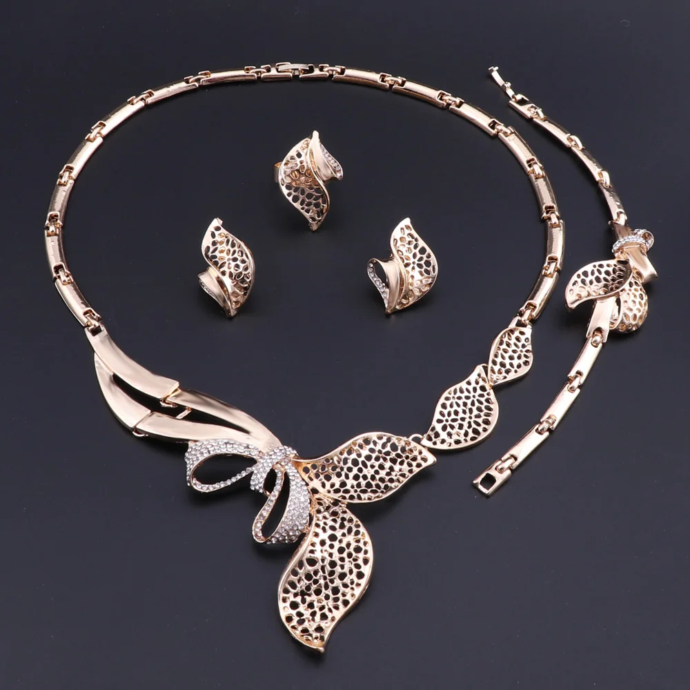 Модные Дубай золотые Ювелирные наборы для женщин африканские бусы Свадебные