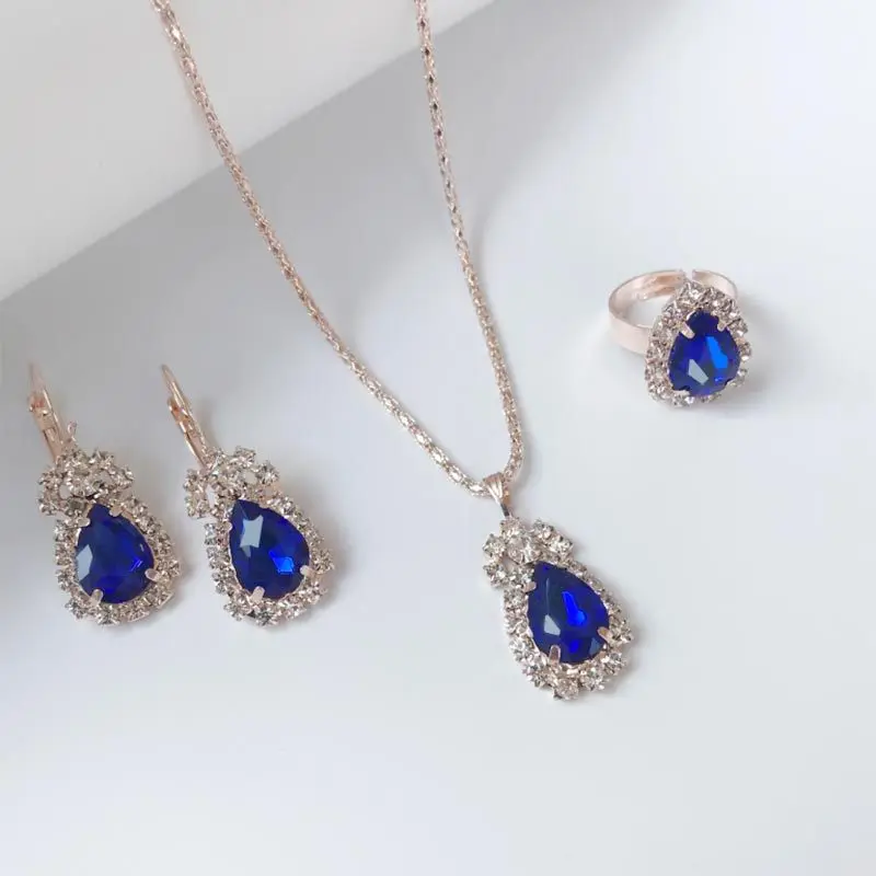 Наборы ювелирных изделий с кристаллами для женщин Вода подвески сережки цепочки