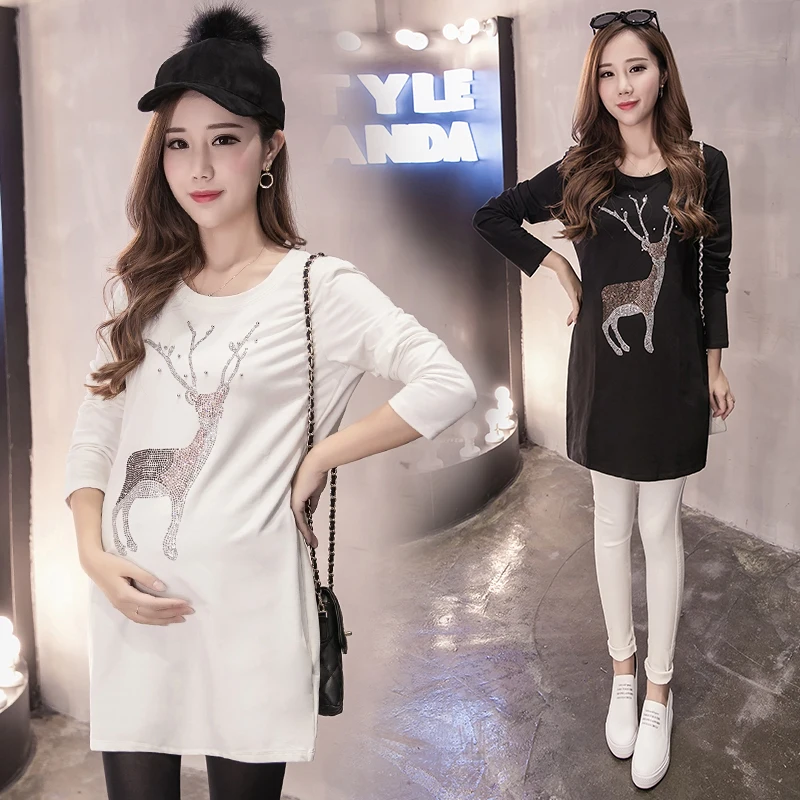 High Quality Pregnancy Clothes For Women 2019 Spring Autumn Fashion Loose Dresses Funny Animal Maternity Clothings Vestidos | Мать и