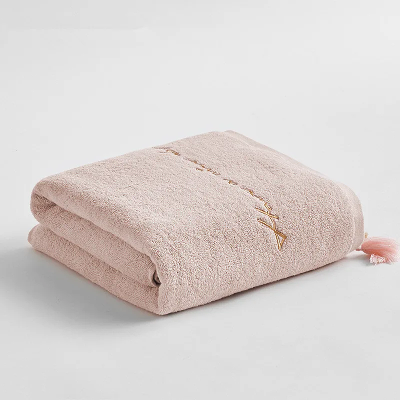 Pink 1 шт., 70x140 см, хлопок, одноцветное, с кисточками, с вышивкой, полотенце для ванной, отеля, для женщин, для девушек, банное полотенце, толстое, мягкое, пляжное полотенце s - Цвет: Pink