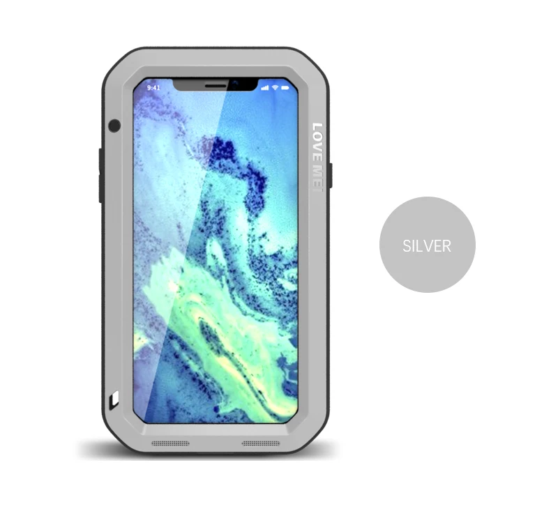 LOVE MEI мощный металлический противоударный алюминиевый чехол для Iphone XS 5," XR 6,1" XS Max 6," 5S SE 6 Plus водонепроницаемый чехол - Цвет: Серебристый