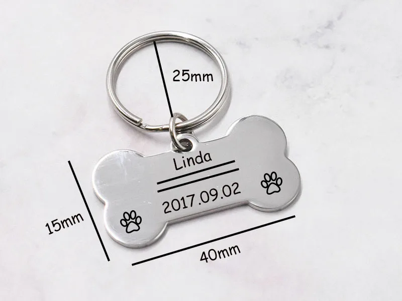 Выгравированные собаки ID метки брелки из нержавеющей стали брелок для кошек собак ошейник аксессуары Индивидуальные имя номер брелки