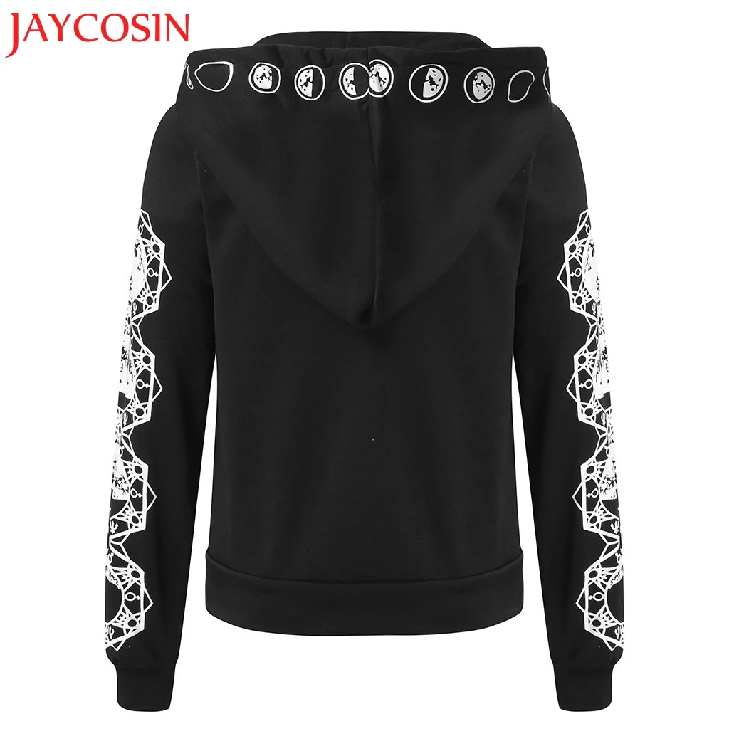 JAYCOSIN Женская винтажная Готическая толстовка на молнии с длинным рукавом большие