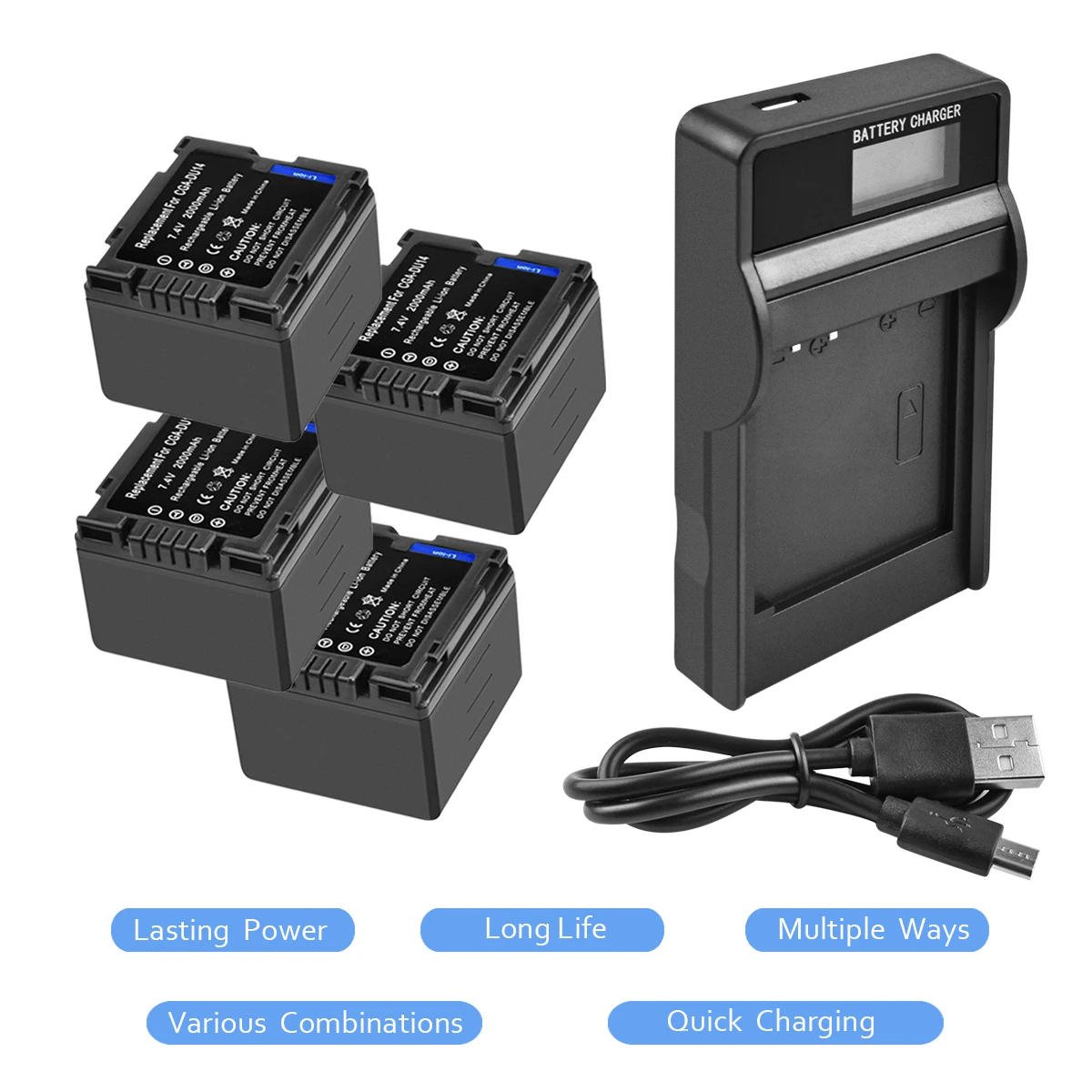 4X2000 mAh CGA DU14 CGADU14 VW VBD140 VWVBD140 Батарея + Зарядное устройство с светодио дный для Panasonic