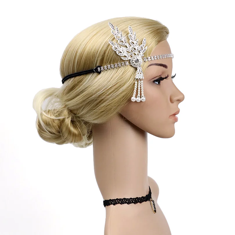 Винтажный обруч с завязкой ромашка Buchanan костюм Great Gatsby лист Тиара головной убор