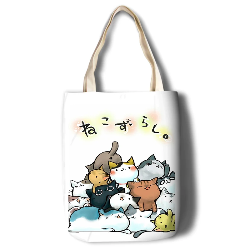 Новый Неко Atsume для женщин холст японского Стиль с рисунком милого кота пляжная
