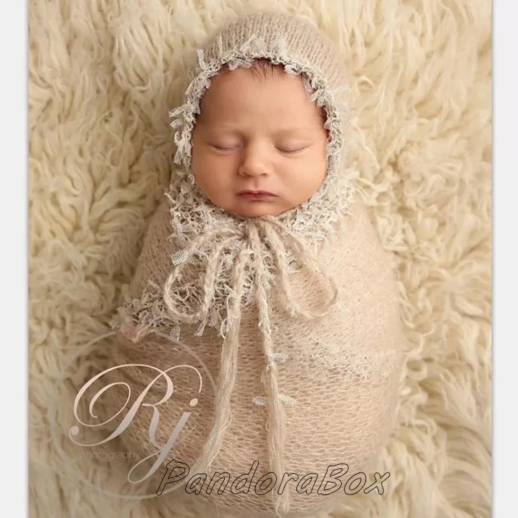 Новорожденный мохер обертывания с шапочкой для фотографии реквизит bebe fotografia аксессуары для маленьких девочек фотосессия позирует одеяло реквизит