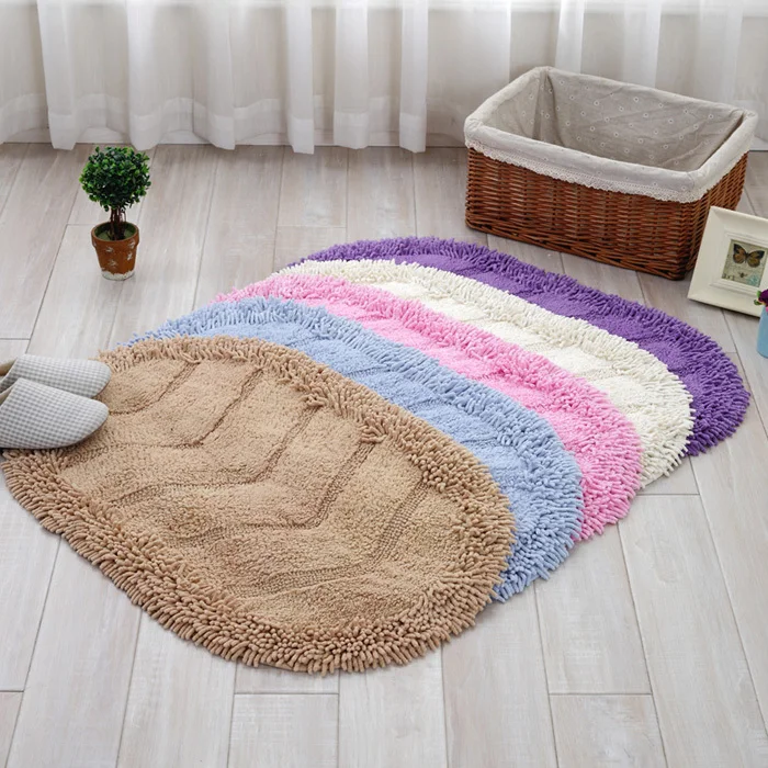 Solid Cotton Chenille Shaggy Rug Handmade Soft Doormat Home decorative Kitchen Bathroom Living room Bedroom 50x80cm | Дом и сад