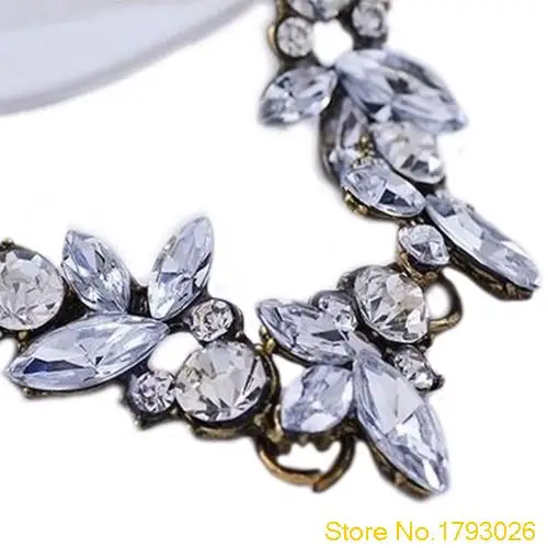 Fashion Luxury Crowd Clear Crystal Flower Bronze Metal Choker Necklace for Birthday Party 4U2N | Украшения и аксессуары