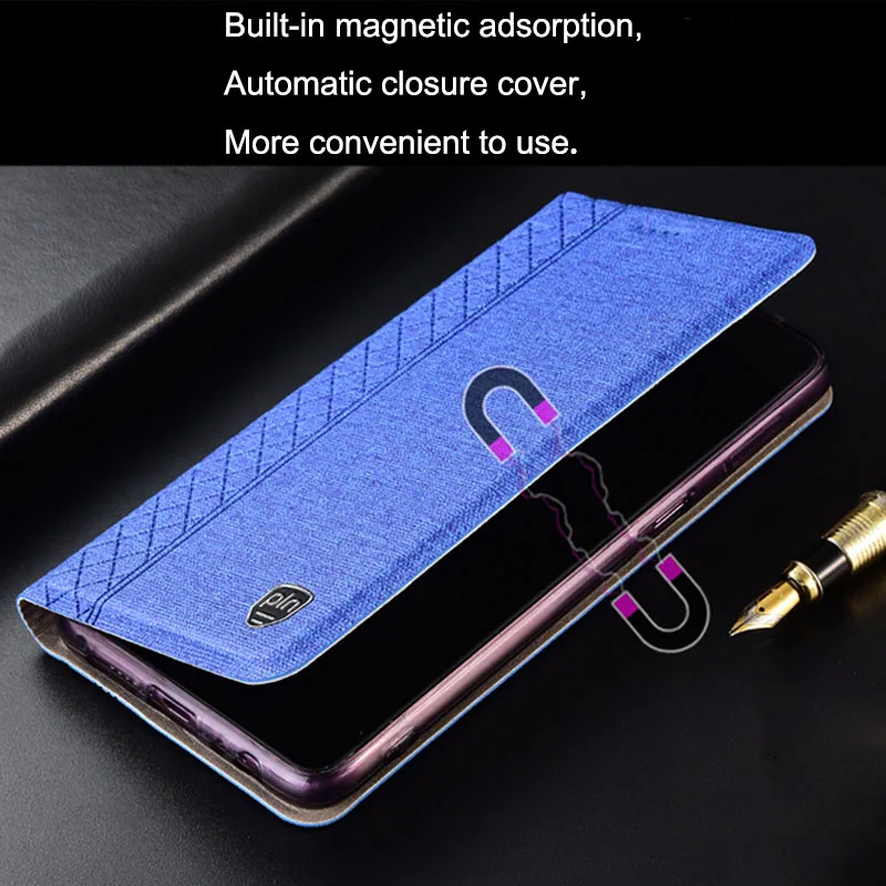 Case for MOTO G7 Plus Power Play Plaid style Canvas pattern Leather Flip Cover G6 cases Coque | Мобильные телефоны и
