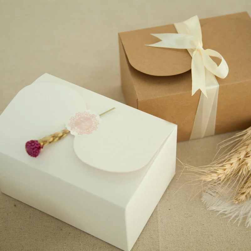 

New 15*10.5*8.5cm 2color 10pcs natural Kraft food Paper Box Diy Storage Boxes
