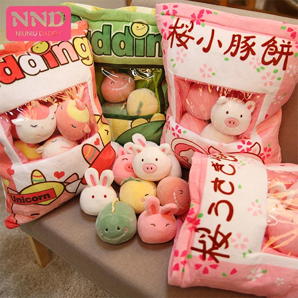 Niuniu, плюшевая подушка для еды, 45*40 см, единорог, динозавр, игрушки, моделирование, еда, мягкие Кляпы в форме шариков, пудинг, сумка, Kawaii, подушка, подарок для девочки