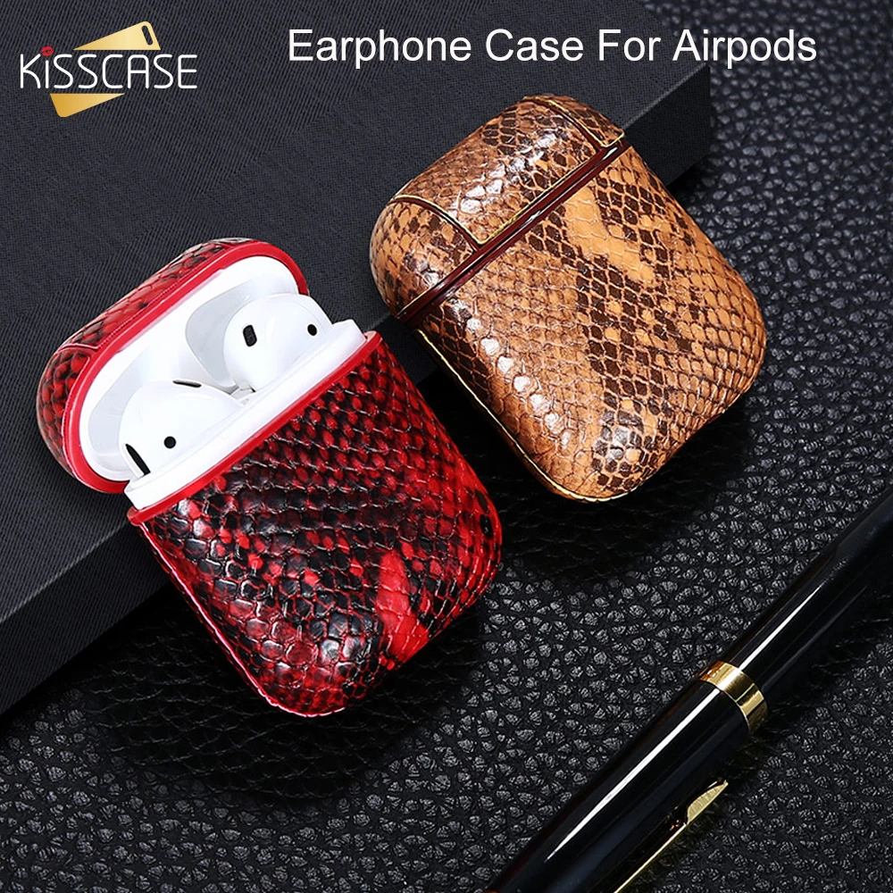 KISSCASE змеиная кожа чехол для наушников Airpods Bluetooth наушники защитный Apple гарнитура