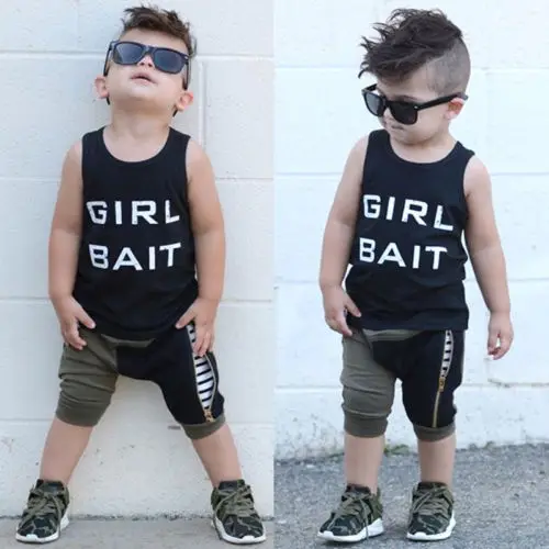 Летняя майка для маленьких мальчиков футболка шаровары камуфляжные шорты наряды