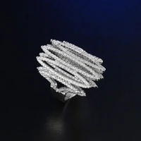 fym brand new fashion design silver color cubic zirconia ring prom hollow out bling rings hot big waves women rings for party