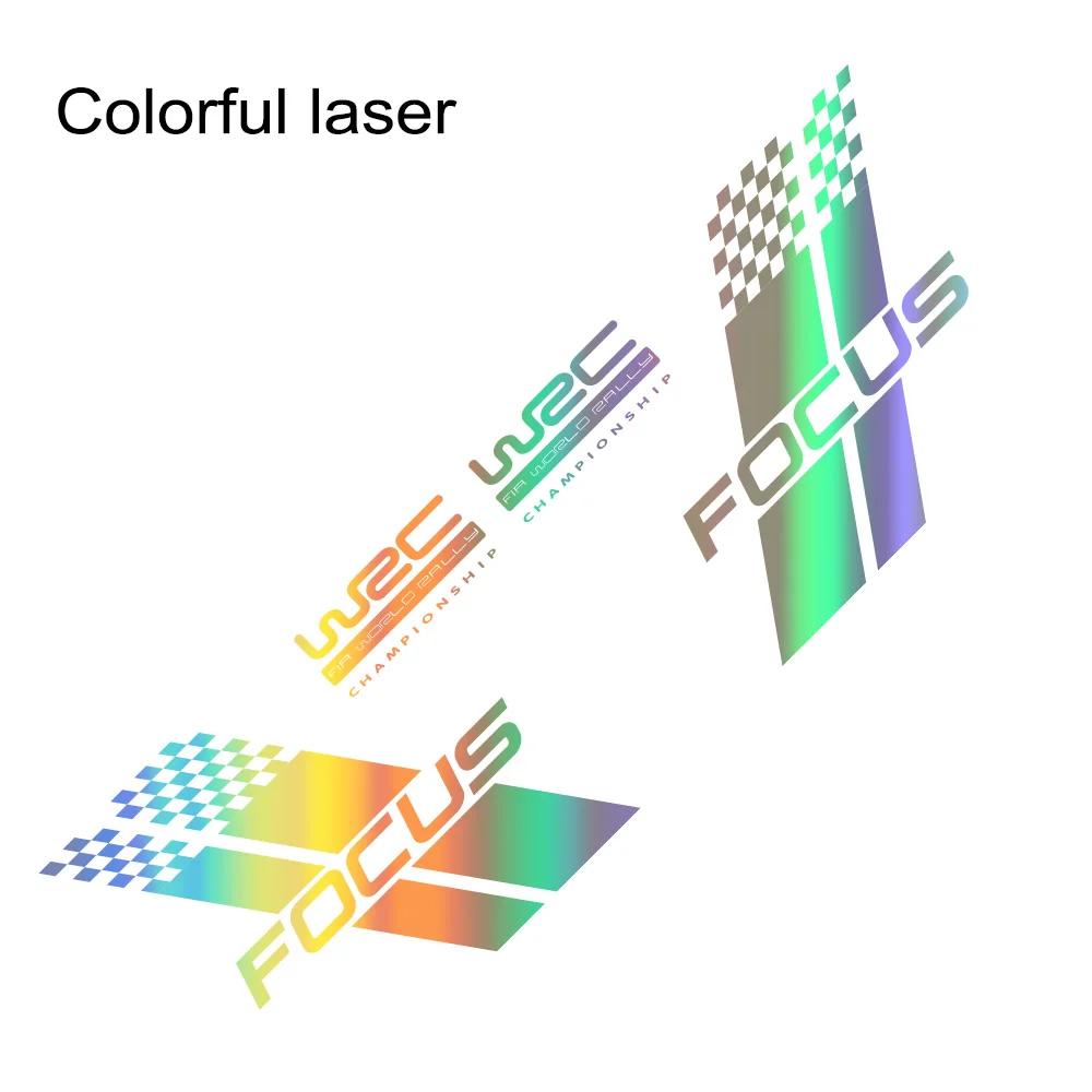 Colorful Laser Наклейка для автомобиля с обеих сторон, стильный авто гоночный спортивный стиль, виниловая пленка для Ford Focus 2 3 MK2 MK3, аксессуары для тюнинга автомобиля - Название цвета: Colorful Laser