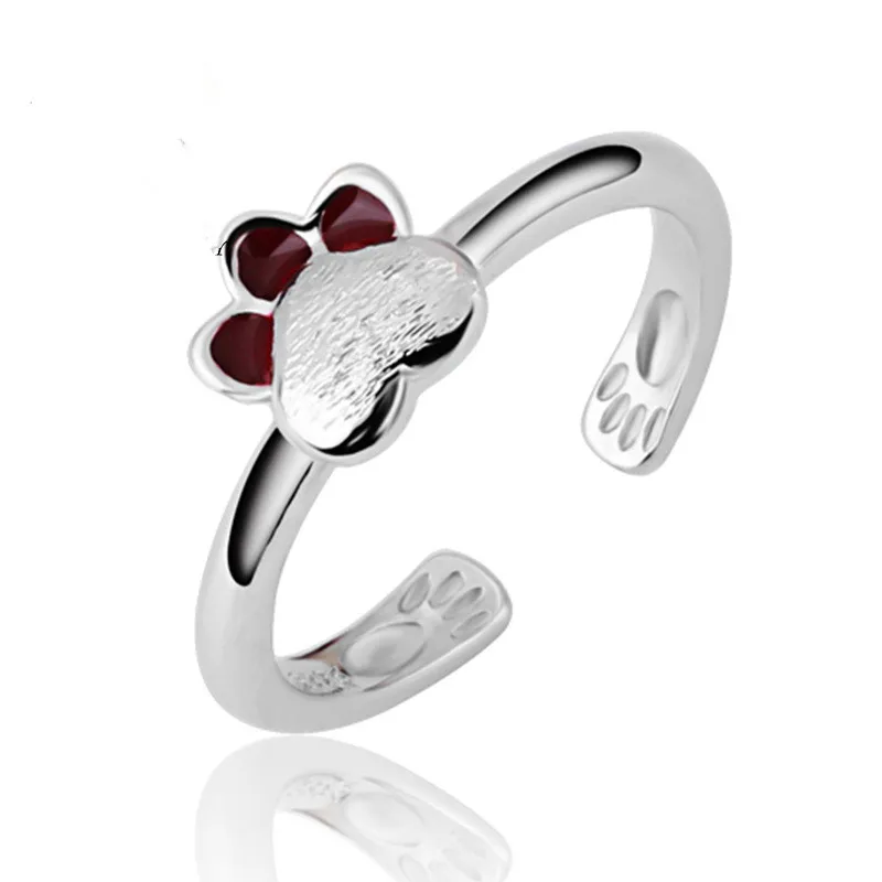 

Женское кольцо в виде кошачьей лапки, регулируемый размер из стерлингового серебра 925 пробы, Подарочная бижутерия