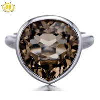 hutang 7 75ct natural smoky quartz gemstone solid 925 sterling silver ring for women lady fine fashion stone jewelry best gift