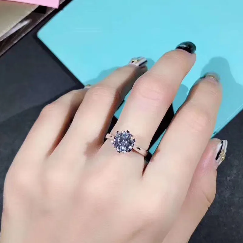 Чистое Белое золото 18 К 1ct 2ct 3ct классическое Ювелирное кольцо Moissanite с бриллиантами обручальное кольцо на головщину для женщин