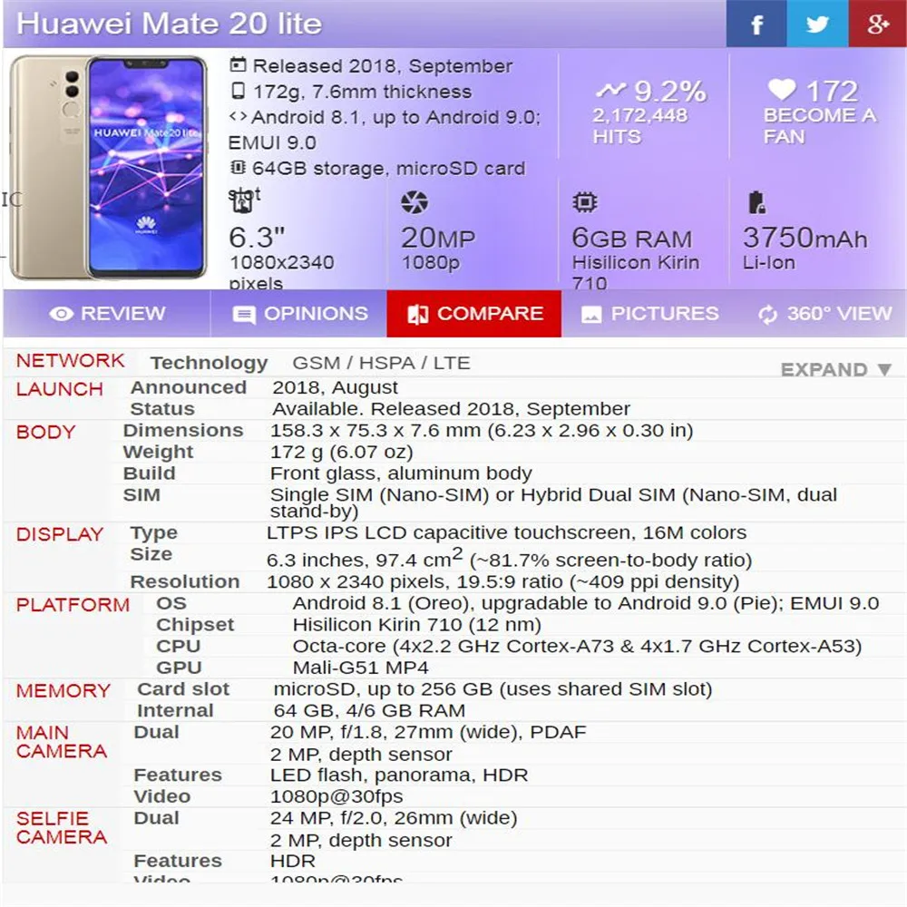 Huawei mate 20 lite ЖК-дисплей кодирующий преобразователь сенсорного экрана в сборе 6,3 дюйма 1080*2340 рамка с олеофобным покрытием 10 точек касания