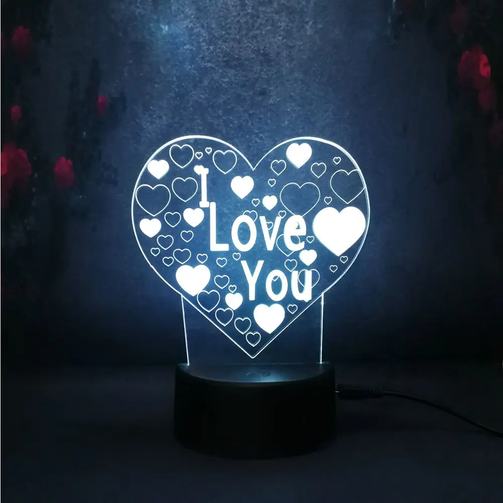 Романтическая любовь картина Иллюзия ночник 3D led RGB лампа для зарядки Лава