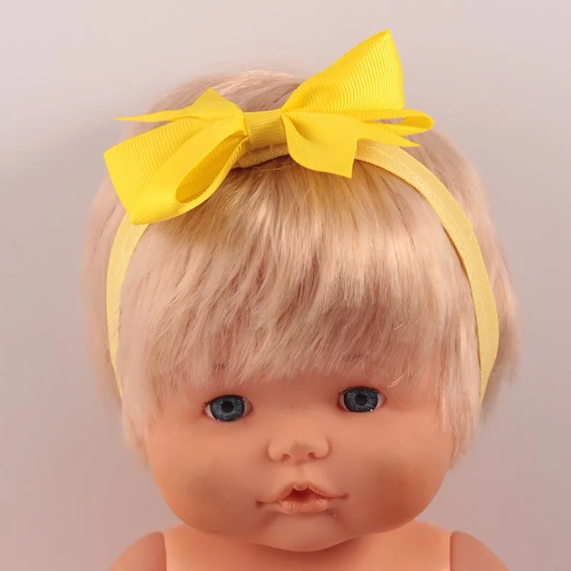 yellow 13 цветов 16 дюймов Nenuco кукла аксессуары многоцветный галстук-бабочка повязка на голову DIY эластичные Ленточные резинки для волос для 41 см Nenuco кукла - Цвет: yellow