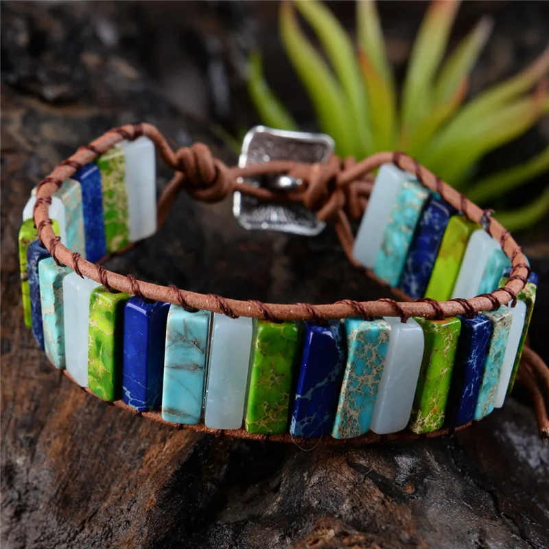 Разноцветный браслет Boho с натуральным камнем ювелирное изделие модный Прямая