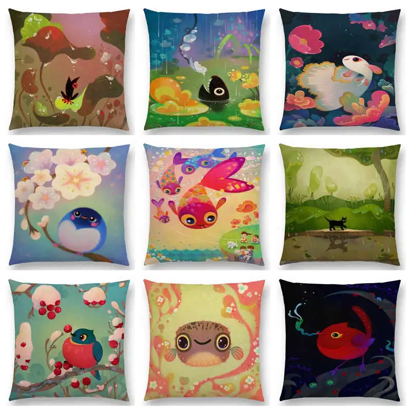 Милые Мультяшные животные Пастельные цветы милая птица милое гнездо интересная