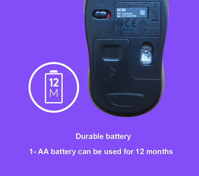 Оригинальная Беспроводная простая модная мышь logitech M185, три цвета на выбор для Windows Mac, совместимая с официальным тестом