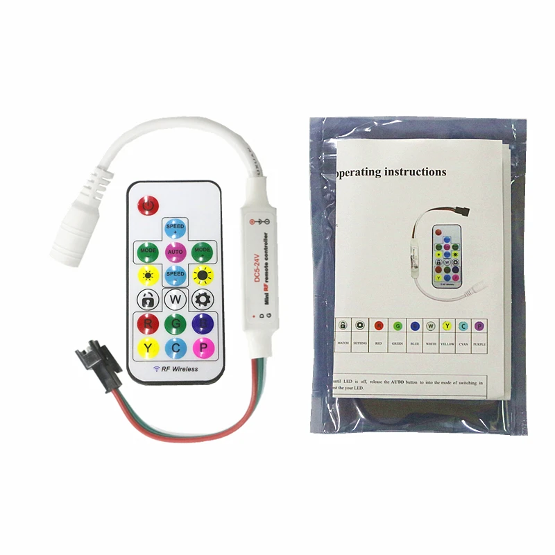 DC 5 24V Мини Беспроводной RF Pixel LED RGB контроллер с 17Key пультом дистанционного