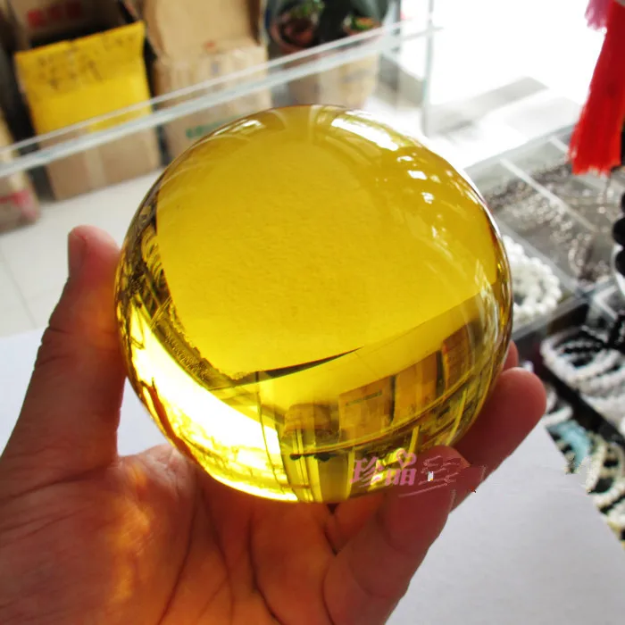 40 мм потрясающее ультра прозрачное желтое стекло КВАРЦЕВЫЙ хрустальный шар | Дом