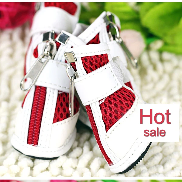 Противоскользящая обувь для животных маленьких собак красный/синий дышащая