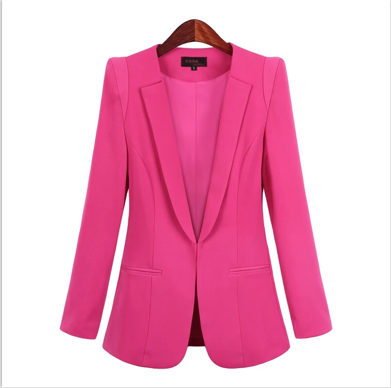Korean version of the small suit jacket female autumn spring new Slim long sleeve OL office pure color large size | Женская одежда