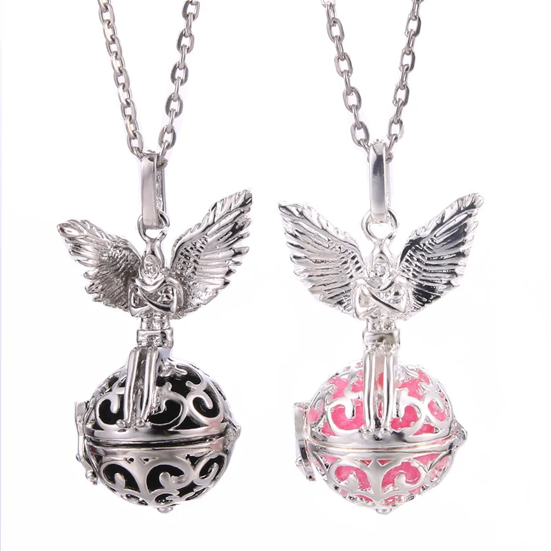 

Angel Pregnant Woman Music Ball Bell Perfume Locket Pendant Necklace Aromatherapy Essential Oil Diffuser Pendant Vintage Jewelry