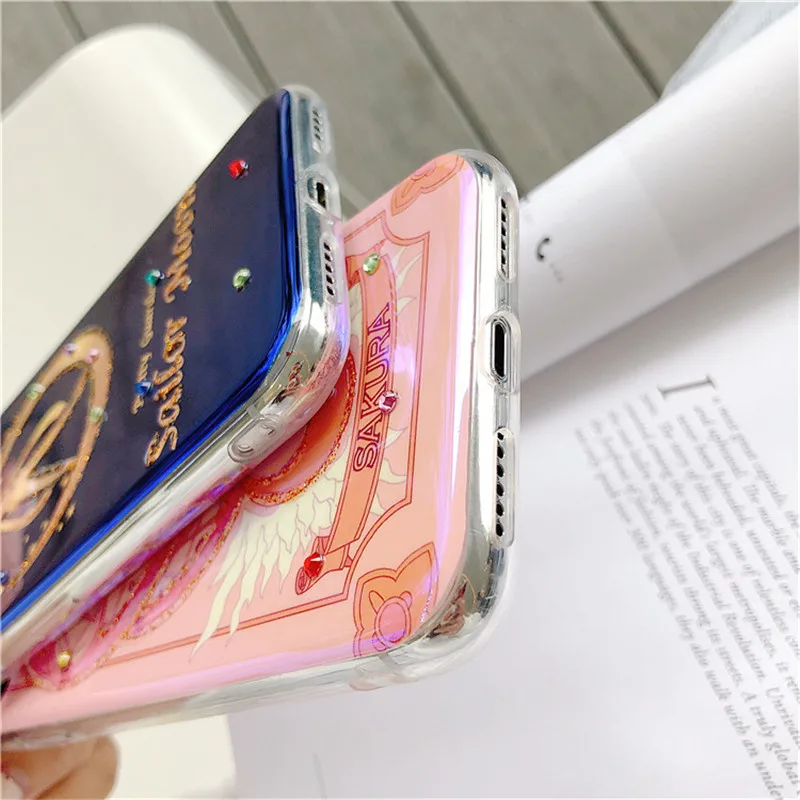 Аниме Сейлор Мун Телефон чехол для iPhone 6 6s 7 8 Plus X XR XS Max Сакура КИНОМОТО Блестки Bling