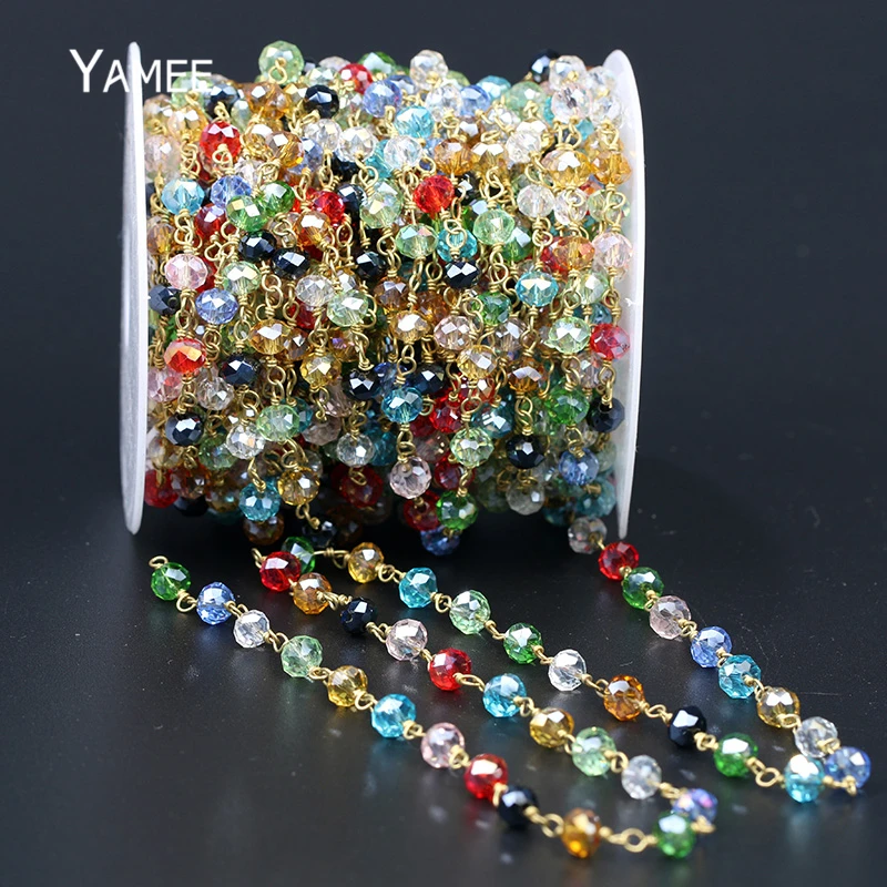 Yamee граненый кристалл цепочка из бисера многоцветная поверхность Агаты