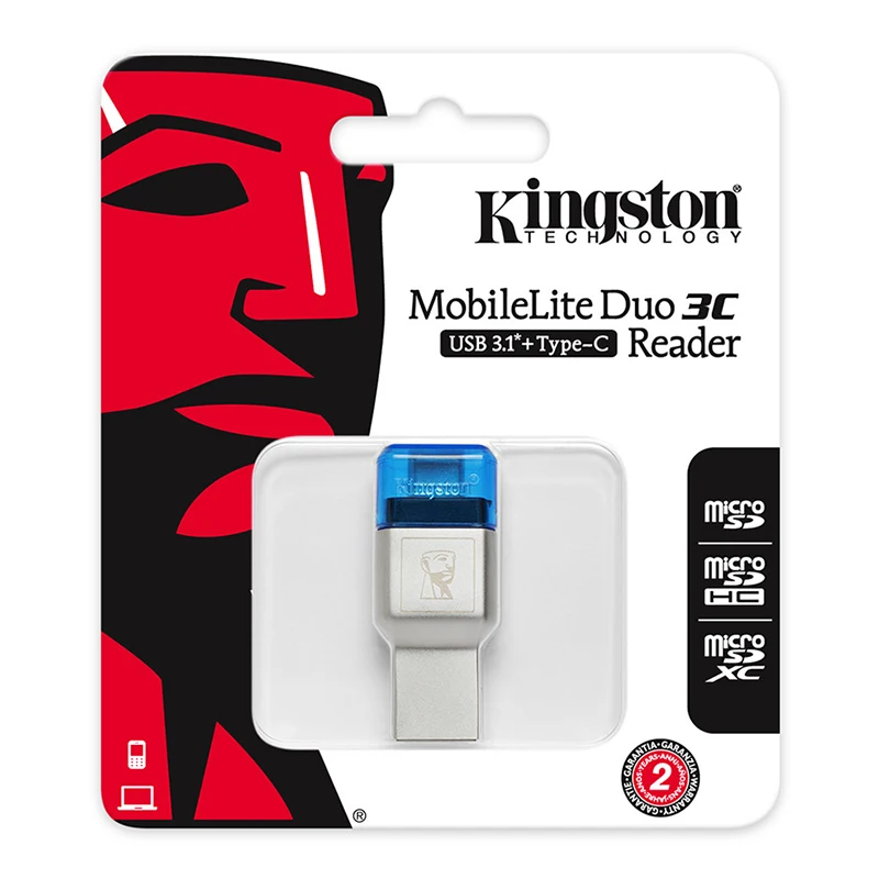 Kingston Micro SD кард-ридер с USB 3,0 тип-c тип-a двойной интерфейс microSD/microSDHC/microSDXC UHS-I карта USB 3,1 адаптер