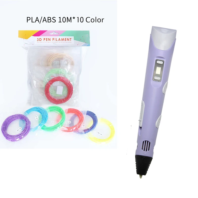 Purple 10 Color 3D Ручка обучающий креативный набор игрушки для детей пластиковый для чертежей креативность искусство и ремесло набор Живопись развивающий подарок для детей - Цвет: Purple 10 Color