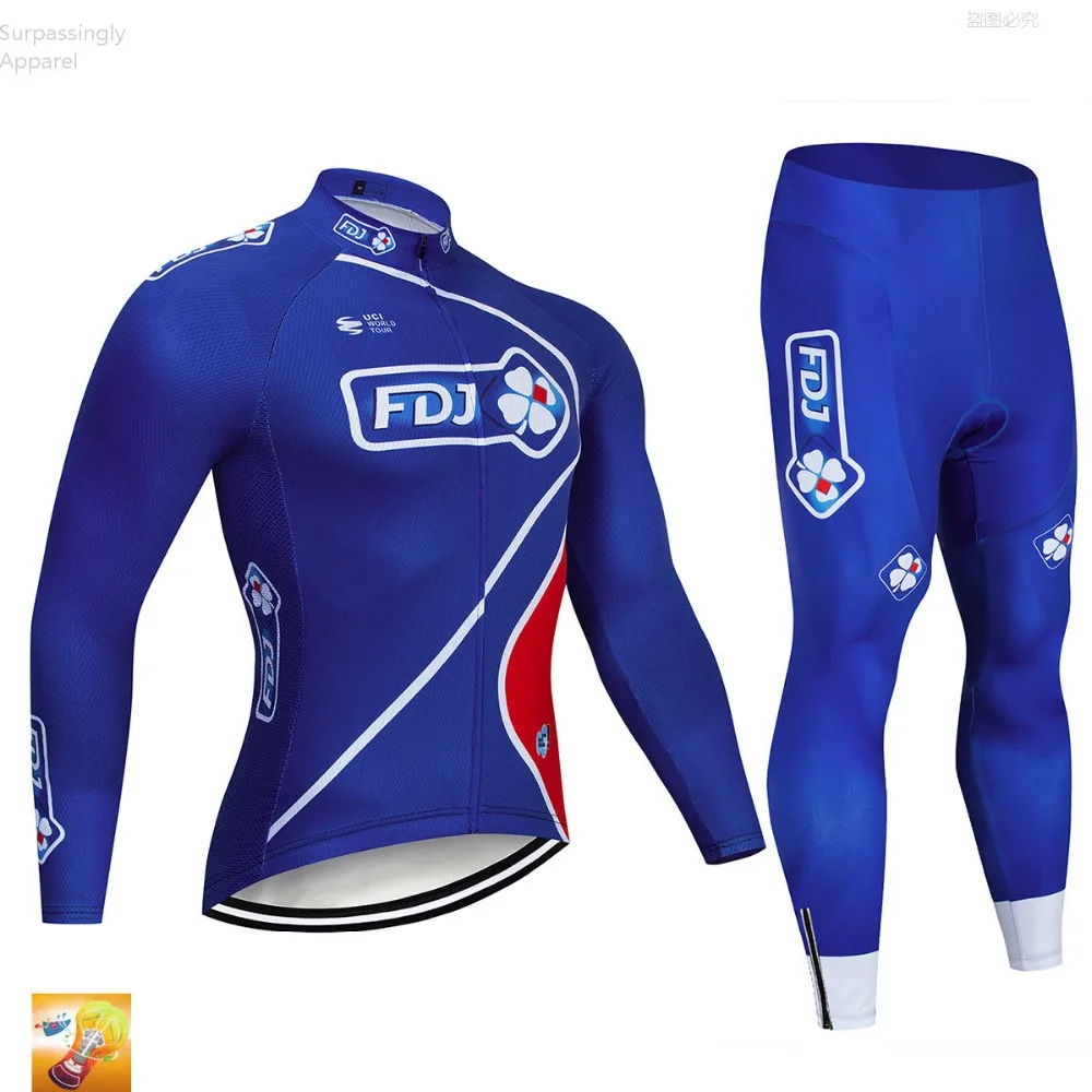 Осень 2019 синий FDJ велосипедная одежда велосипед брюки комплект Ropa Ciclismo мужчины
