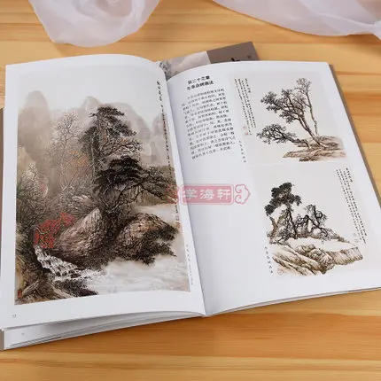 2 книги/набор обучения китайской живописи пейзаж живопись кисти работы книги для
