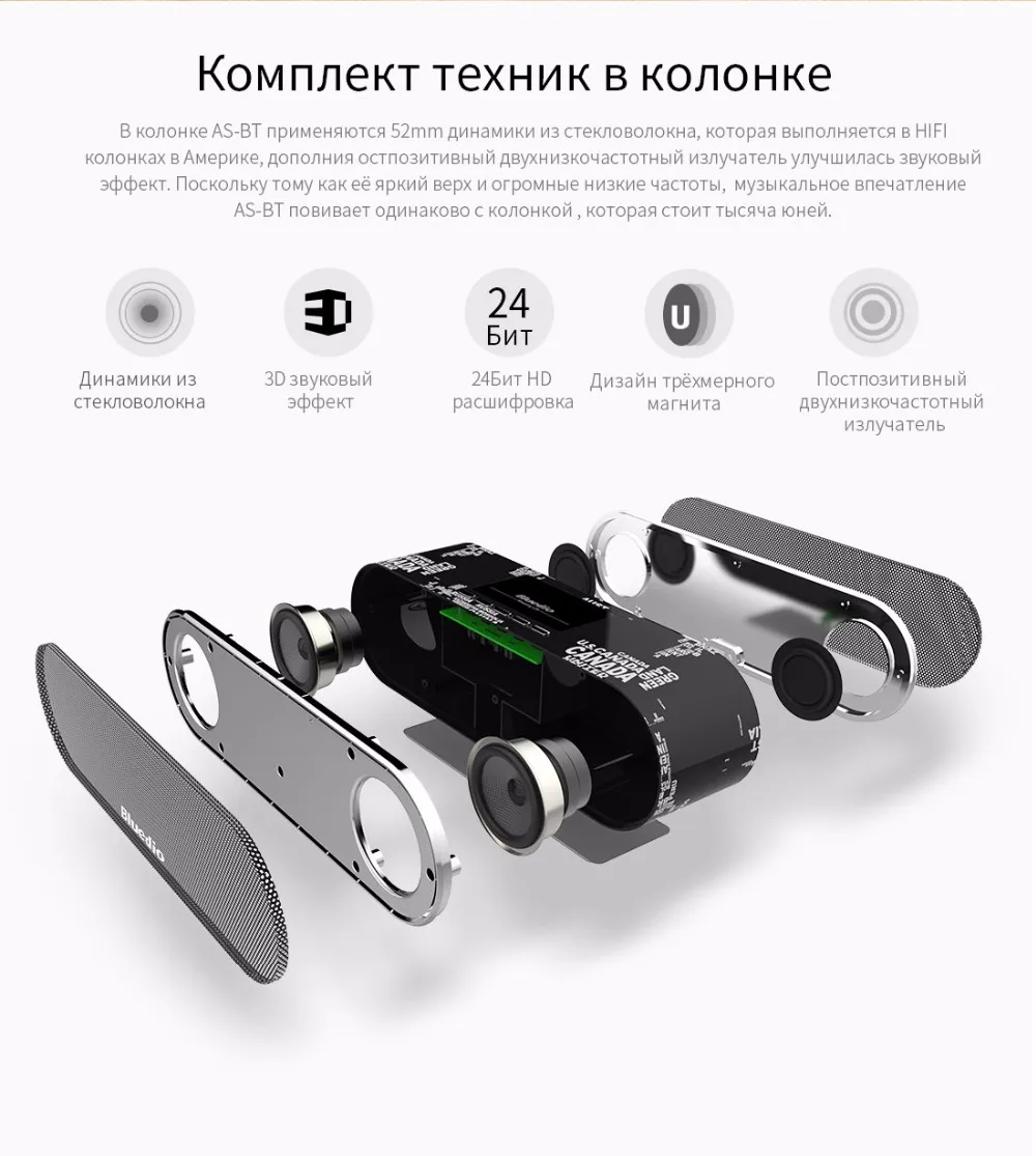 Bluedio AS Мини Bluetooth колонки переносные с 3D стерео звуковой системой Оригинальные Беспроводные колонки