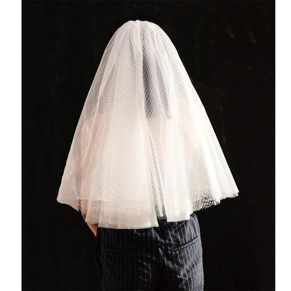 Короткая Свадебная вуаль свадебная фата цвета слоновой кости белая Тюлевая Фата