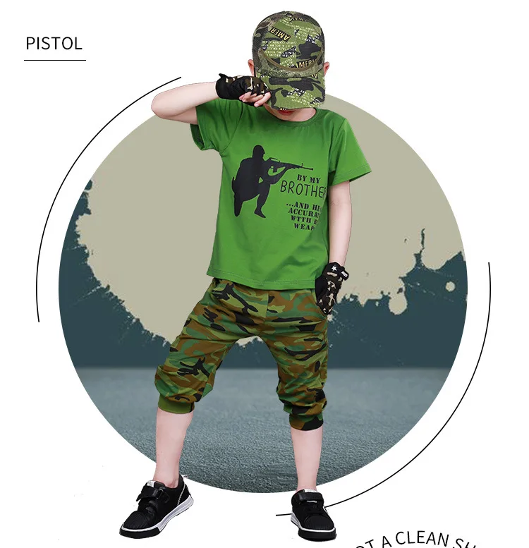 2019 комплект детской одежды летняя камуфляжная одежда для мальчиков комплекты