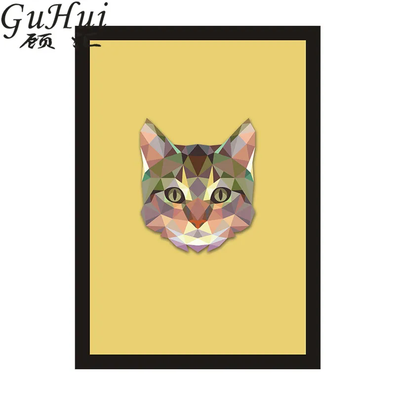 Красочная Геометрическая абстрактная животная голова кошки холст картина для